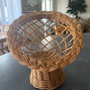 Woven Rattan Pedestal Basket Bowl
